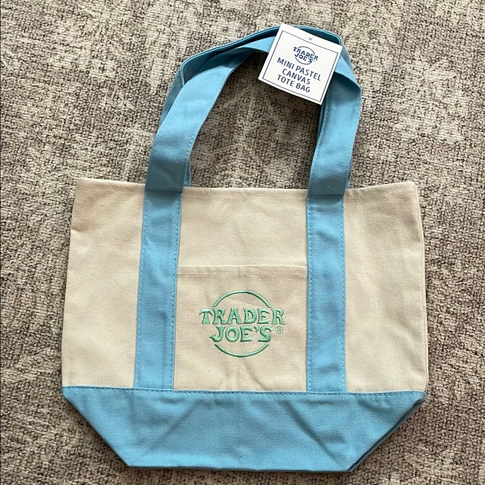 Trader Joe’s Mini Tote Bag Pastel Blue